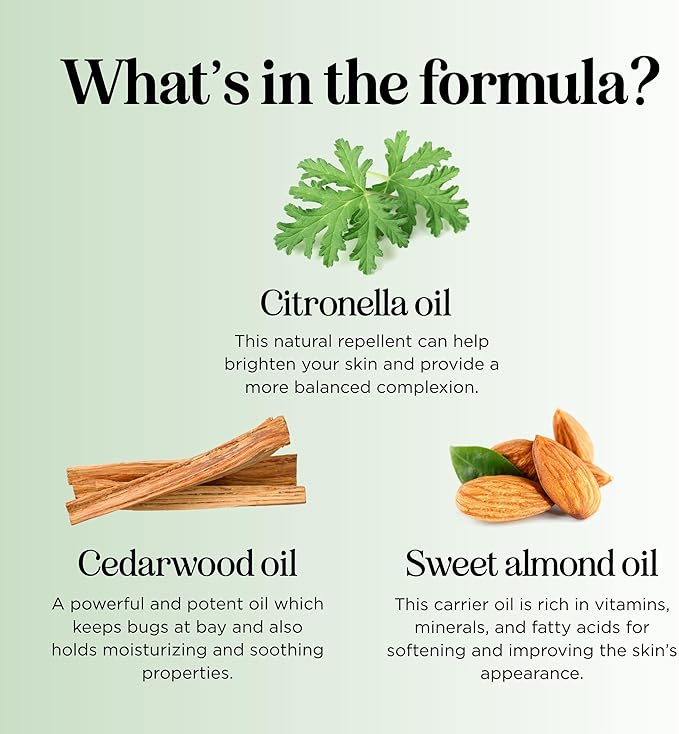 Natural Bug Repellent Spray for Body - DEET Free Bug Spray for Kids & Adults for Ticks Mosquitoes & Insects - Made with Citronella Rosemary & Lemongrass - Light Scent Vegan & Cruelty Free (4 Fl Oz)