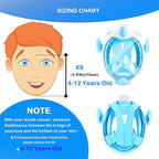 Kids Snorkel Mask, Full Face Snorkel Mask for Kids 4-16, 180 HD View Anti-Fog Anti-Leak Snorkel Mask for Kids Snorkel Set Snorkeling Gear for Kids