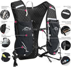 Running Vest for Women Men, Adjustable Chest Straps Running Hydration Vest with 500ml Soft Flask, Lightweight Breathable Reflective Hydration Backpack for Hiking