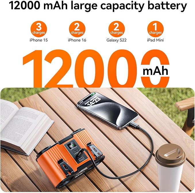 12000mAh Personal Waist Fan, USB Rechargeable Clip The Waist For Working,10 Speed & 40H Cooling and Heatstroke Prevention For Outdoor Travel Camping (orange, 12000mAh)
