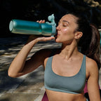 BOTTLE BOTTLE Insulated Water Bottle 24 oz with Handle and Flip Tops Lids Stainless Steel Water Bottle Push Button Lid Leak proof Portable for Running Travel Sports Hiking blue