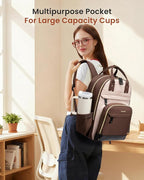 LOVEVOOK Laptop Backpack Women with Giant Cup Holder,17.3 inch Waterproof Work Travel Backpack Computer Laptop Bag,Cute College Nurse Teacher Backpack Purse,Gift for Women & Men,Coffee-Milk tea-Coffee