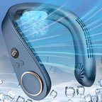 Neck Fan with Cooling Plate,5500mAh Neck Fans that Blow Cold Air Rechargeable Battery Operated,USB-C Bladeless Air Conditioner Cooling Plate AC Cooler,Quiet Head Wearable Hangs Around Neck Device Blue