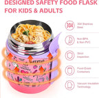 10oz Soup Thermo for Hot Food Kids Insulated Food Jar,Thermo Hot Food Lunch Container, Width Mouth Stainless Steel Lunch Box for Kids with Spoon (Pink-flamingo)