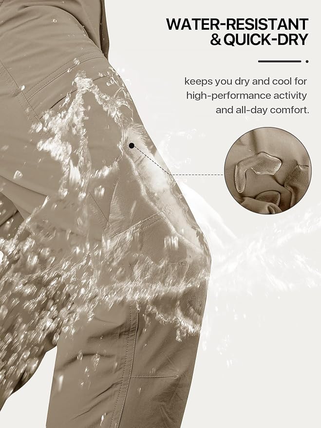 FREE SOLDIER Men's Outdoor Cargo Hiking Pants with Belt Lightweight Waterproof Quick Dry Tactical Pants Nylon Spandex