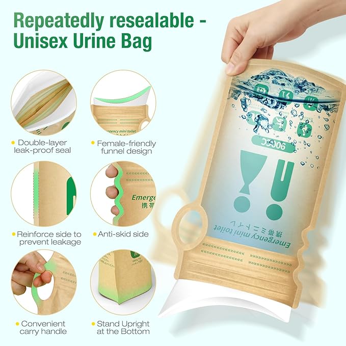Disposable Urine Bags for Travel, 900ML Portable Solutions for Expedited Travel & Exigency Scenarios,Camping, Traffic Jams, Pregnant, Patient, Kids (Multi-Pack 4/9/12/27) (12 Pack)