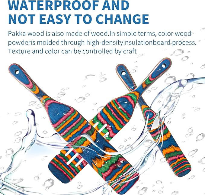 Pakkawood Spurtle Set, Gudamaye 5 Pcs Pakkawood Kitchen Utensils, Wooden Spoons for Cooking, Wooden Utensils for Cooking, Spurtles Kitchen Tools As Seen On Tv, Camping Cookware, Halloween Decorations