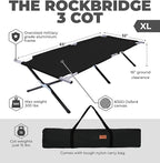 Tough Outdoors Camping Cot for Adults - Oversized Camping Cot - Durable Heavy Duty Military Bed - Elevated Foldable Cot & Camp Cots for Adults - XL Cot up to 300 lbs - w/Organizer & Storage Bag