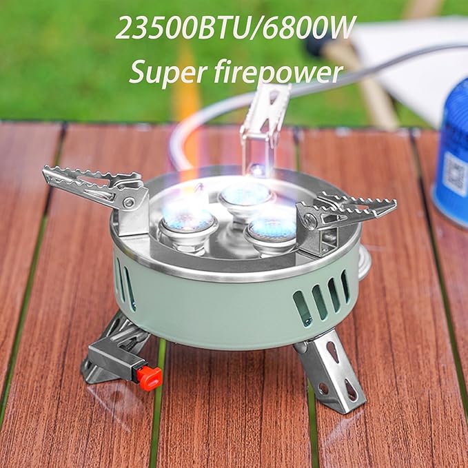 Camping Stove, Portable Lightweight Backpacking Stove with EVA Bag and Piezo Ignition, Foldable 3 in 1 Gas Stove Burner for Outdoor Picnic Cooking and Hiking (Small)