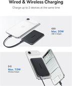 Baseus Picogo Power Bank, 0.3" Ultra Slim 5000mAh MagSafe Battery Pack Bundle with Enercore Power Bank, 10000mAh Fast Charging Portable Charger Built-in 45W Retractable USB-C Cable