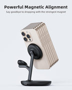 3 in 1 Magnetic Wireless Charger Stand for Apple Devices, TRIBONE Fast Charging Station for iPhone 17/16/15/14/13/12 Series, Apple Watch, Airpods (Panda Color)
