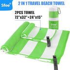 Sfee 2 in 1 Microfiber Oversized Beach Towel, Quick Dry Towel Travel Towel Camping Towel Super Absorbent Compact Lightweight Sports Gym Towels for Beach,Gym, Hiking, Pool, Backpacking, Bath, Yoga