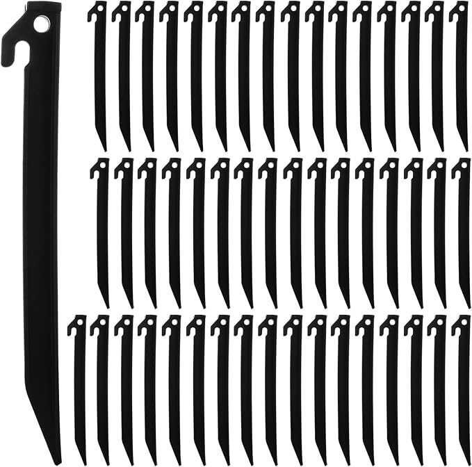 50 Pcs Plastic Tent Stakes 9 Inch Heavy Duty Tent Pegs Spike Hook Stakes Light Safe Tent Stakes, Plastic Inflatable Stakes for Halloween Christmas Garden Decorations Camping Outdoor Lawn Tarp