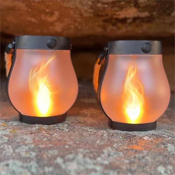 Schoolhouse Solar Lanterns Outdoor Waterproof - Realistic Flickering Flame, 3 Lighting Modes with Rope Handle Design, Waterproof & Solar-Powered for Patio, Garden, Porch, Tabletop Indoor Decor 1 Pack