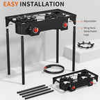 SKOK 2 Burner Propane Stove - Portable Camping Stove with 150,000BTU High Efficiency Propane Burner, Outdoor Stove for Camping, Backyard, Picnic