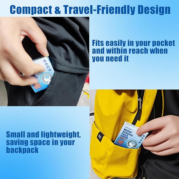 Motion Sickness Patches, 36 Count - Fast Acting & 72 Hours Long Lasting Sea Sickness Relief for Cruise, Airplanes, Cars, Bus, Train - Non-Drowsy Travel Sickness Patch for Dizziness Relief