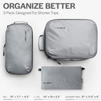 Ultralight Compression Packing Cubes - Lightweight Travel Organizers for Suitcases and Luggage (3-Pack, Light Grey)