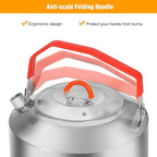 REDCAMP 1.6L Outdoor Camping Kettle, Lightweight Stainless Steel Water Pot with Carrying Bag, Compact Camp Tea Kettle Coffee Pot for Hiking Picnic Camping