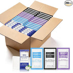 50 Sets 4-IN-1 Hotel Toiletries Bulk Set,200 Pcs 0.35 oz each Packets Shampoo,Conditioner, Body Wash and Lotion Mini Travel Size Toiletries Supplies kit for Guests,Homeless,Motel
