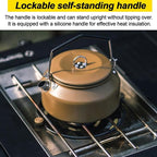 Camping Kettle Outdoor Campfire Camp Kettle, 1L Stainless Steel Camp Tea Coffee Pot, Portable Lightweight Teapot Fast Heating Boiling Water, Ideal for Hiking Picnic Travel, Brown