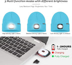 ATNKE LED Lighted Beanie Hat,USB Rechargeable 4 LED Running Headlamp Bright Cap with The Light Gifts for Men and Women