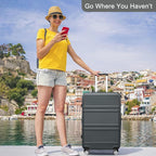 Kono 28 Inch Luggage Expandable Suitcase Lightweight with Spinner Wheels TSA Lock Hardside Large Checked Luggage Durable Rolling Suitcase Grey