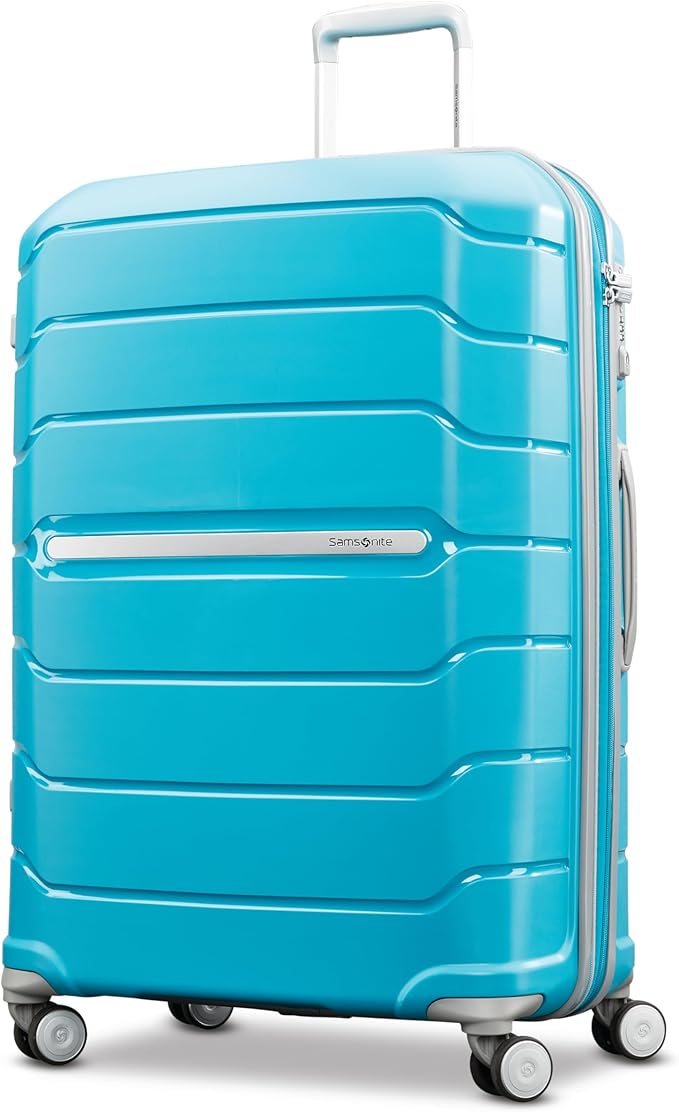 Samsonite Freeform Large Checked Luggage with Dual 360° Spinner Wheels - TSA Lock, Airline-Approved - Lightweight Durable Polypropylene Expandable Hardshell - Ocean Blue