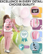 Naturally KIDS Pink Triceratops Toy, Triceratops Stuffed Animal for 2 3 4 5 Year Old Girl, Stuffed Dinosaur for Girls, Pink Toddler Backpack