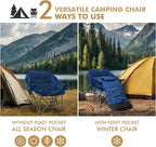 Oversized Fully Padded Camping Chair with Removable Foot Pocket, Heavy Duty Comfy Folding Camp Sports Chair for Adults, Summer, Winter, Outdoor, Ice Fishing, Hunting, RV, Cup Holder, XL, 400 LBS
