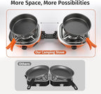 Propane Camping Stove 20,000 BTU - Portable 2 Burner Gas Stove with Adjustable Flame Control, Piezo Ignition, Carry Bag & Propane Adapter Hose, Folding Design for Camp, BBQ, Tailgating, Orange