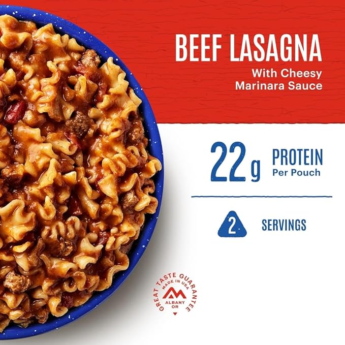 Mountain House Beef Lasagna FreezeDried Food for Camping, 12 Servings, 30Year ShelfLife