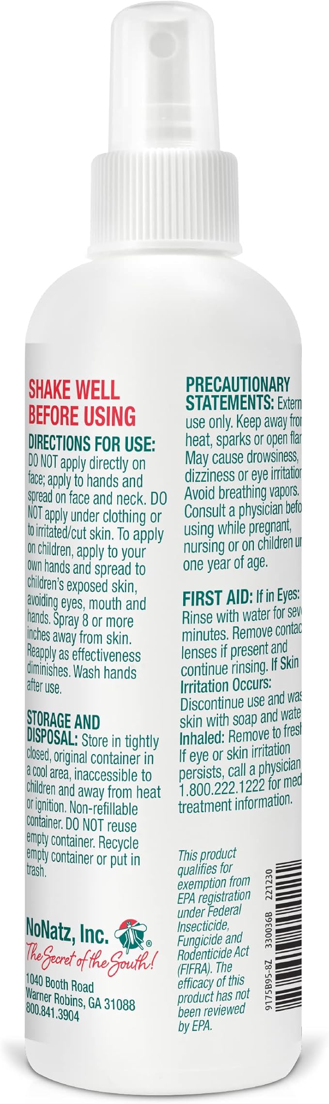 No Natz Botanical Bug Repellent, 8 Ounce Spray Bottle & Botanical Bug Repellent, Effective for Gnat, Mosquito, and Biting Flies, Hand-Crafted and DEET-Free, 8 Ounce Spray Bottle