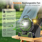 20000mAh Solar Camping Fan, Portable Rechargeable Battery & Solar Powered Fan with 7W Solar Panel, Remote Control, Auto Oscillating, LED Display, Light, Timer for Outdoor Camp, Beach, Travel Tent