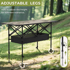 Folding Camping Table,Portable Roll-up Picnic Table with Carry Bag & Mesh Storage,Lightweight Camp Table for Camping,Picnic,Backyard,Party,Patio,BBQ