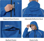 baleaf Men's Rain Jacket Waterproof Windbreaker Raincoat Running Cycling Hiking Gear Hood Lightweight Reflective Packable