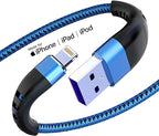 Essri 2Pack for iPhone Charger Cord 6FT, Lighting Cable 6 Feet to USB Charging Cable, Nylon Braided Charging Cord 6 Foot Compatible with iPhone 14 13 12 11 X XS XR 15 Pad - Blue