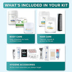 20 Piece Unisex Travel Hygiene Kit with Toiletries & Personal Care Essentials, TSA-Compliant, Individual and Bulk Packs Available