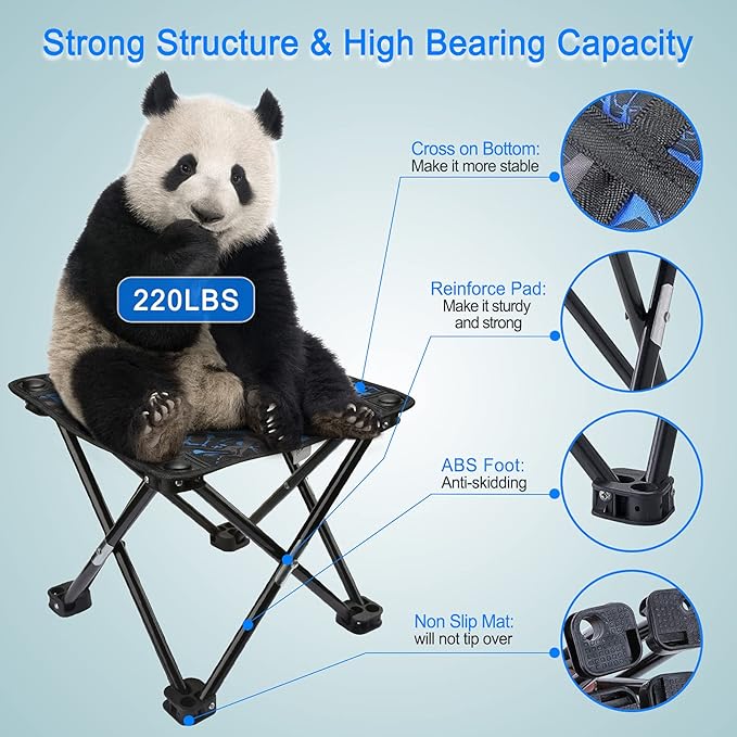 Folding Camping Stool Portable Chair Mini Foldable Stool for Adults Fishing Hiking Gardening and Beach with Carry Bag(Camouflage)