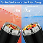 12oz 2 Pack Insulated Food Jar Set for Kids Soup Thermo Hot Food Lunch Container Wide Mouth Leak Proof Stainless Steel Vacuum Bento Box for School Office Travel Outdoors