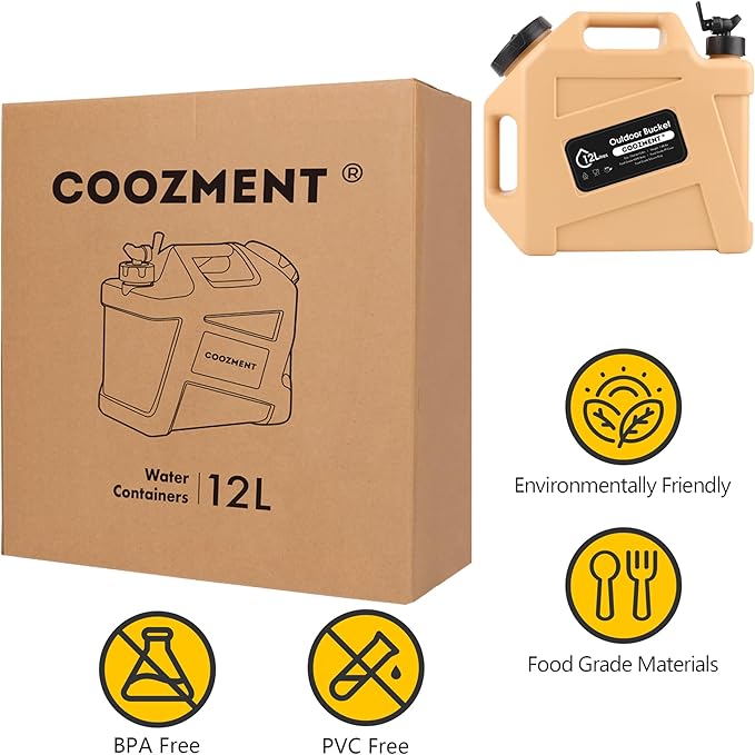 3.2 Gallon/5 Gallon Water Containers with Spigot, BPA Free Water Jug, Military Green Water Tank, Multifunction Water Storage Containers for Camping Outdoor Hiking,Emergency Stroage