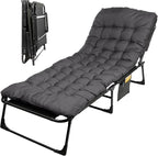 Folding Camping Cot with Mattress for Adults up to 440lbs - Heavy Duty Foldable Bed with Removable Cot Mattress and 3 Recline Positions for Travel, Camp, Beach or Guest Bed by Wakeman Outdoors (Gray)