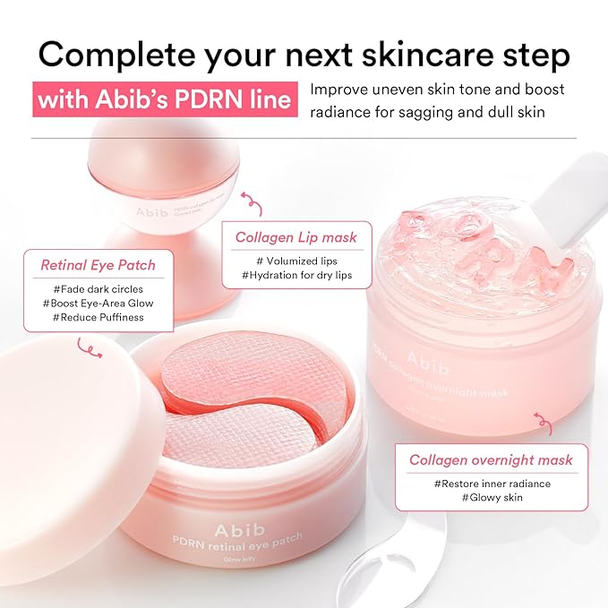 Abib Pink Me Up PDRN 3 Step Glow Kit | Overnight Firming Jelly Mask, PDRN Retinal Eye patches, PDRN Lip Mask | Mothers Teen Korean Skincare Set for Glass Skin, Birthday Gifts for Women