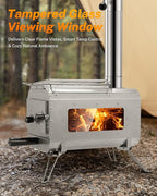Gonex Hot Tent Stove, Portable Wood Burning Camping Stove with Ash Drawer & Large Firebox for Tent, Outdoor, Heating, Cooking, Ice Fishing