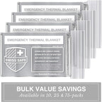 Swiss Safe Emergency Mylar Thermal Blankets + Bonus Space Blanket - Compact & Insulated for Cold Weather - Designed for NASA, Outdoor Camping, Survival, First Aid Car Kit - Silver, 25 Pack