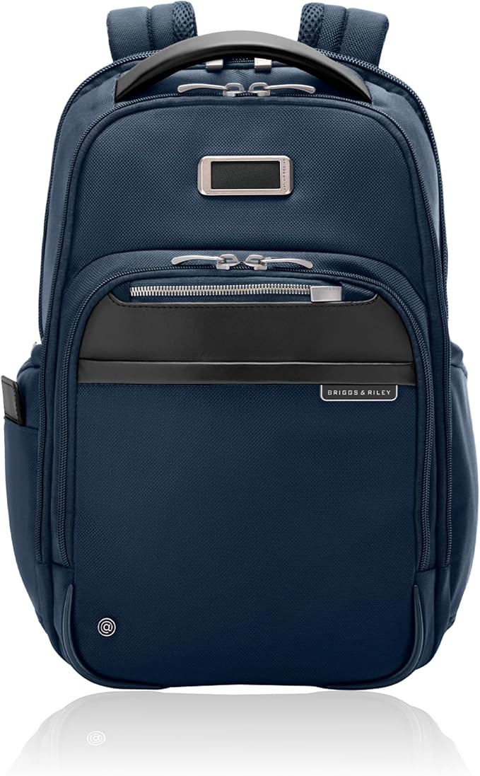Briggs & Riley Medium Backpack for Women & Men - Laptop Backpack, For Work & Travel, Carry On Size, Lightweight & Durable, Padded Straps, Fits up to 14" Laptop - @work Collection, Navy