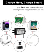 PlusRoc Waterproof DC 12V/24V to 5V 5A Step Down Converter, 25W USB-C Power Adapter for Raspberry Pi 5, Pi 4, Cellphone, and More (2-Pack)