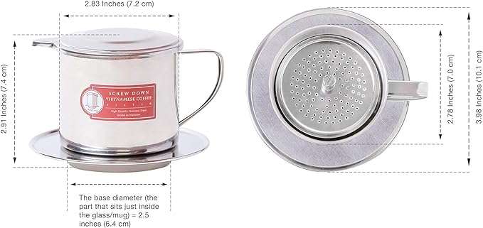 Vietnamese Coffee Filter Maker Press. Screw Down Phin Made in Vietnam. Authentic (1, Medium (8 oz))