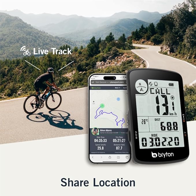 Bryton Rider 17 3.0 inch LCD Screen Wireless GPS Bike/Cycling Computer, Compatible with Bike Radar, 25hrs Long Battery Life, Bluetooth, Waterproof, Live Track