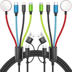 Travel Essentials 4 in 2 Multi Charging Cable for Apple iWatch Charger, USB A/USB C Multiple Charger Cord for iWatch Ultra/SE/10-2, iPhone 17-11, Galaxy S25-21, iPad (2PACK 5FT)