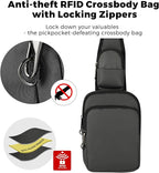 VADOO Sling Bag, Crossbody Bag with Zipper Lock, RFID Blocking & Water Resistant for Men and Women